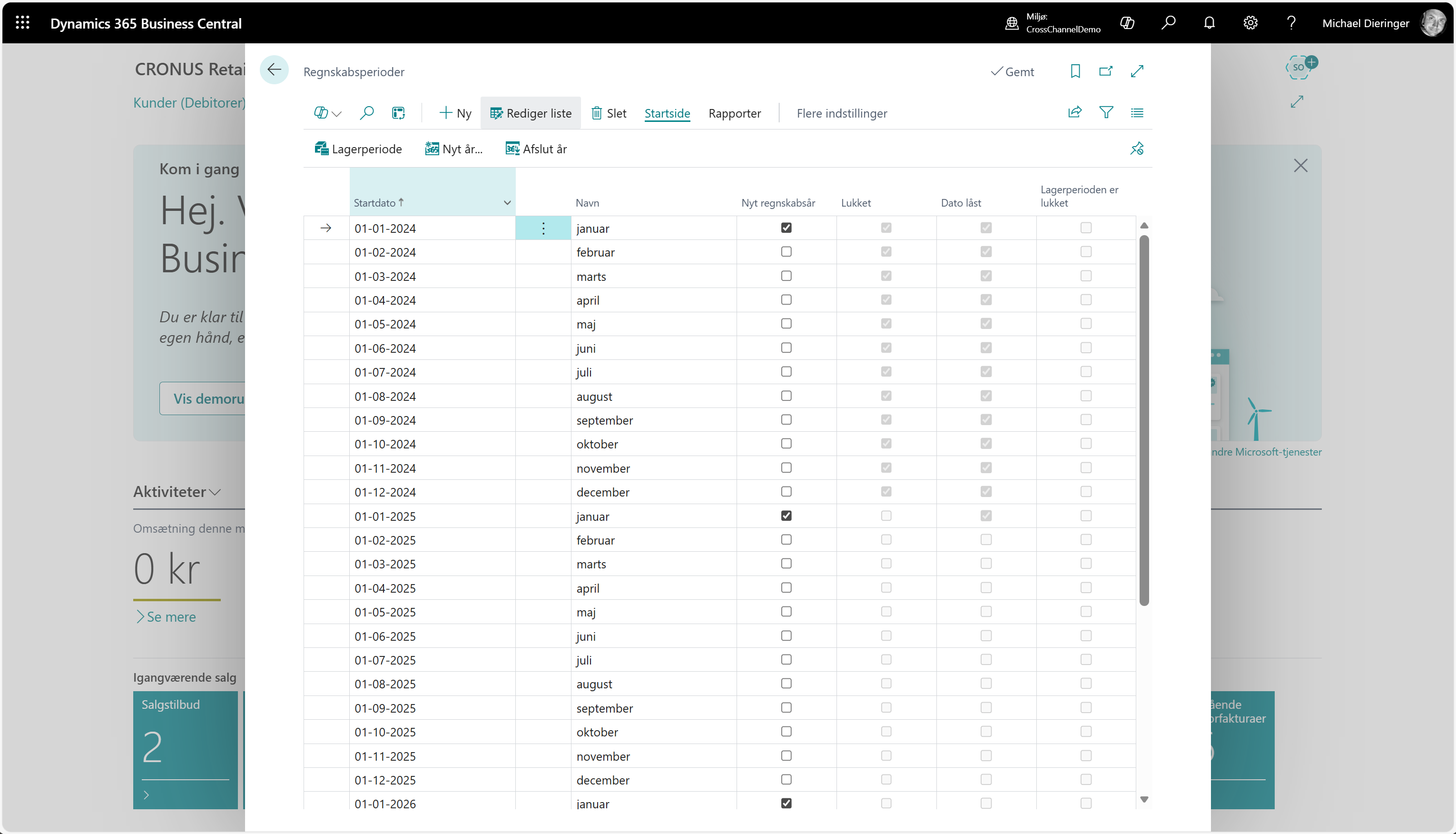 Regnskabsperioder i Business Central