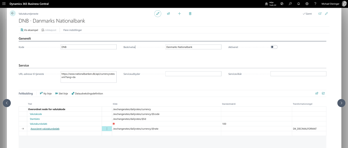 Korrekt udført opsætning til Danmarks Nationalbank
