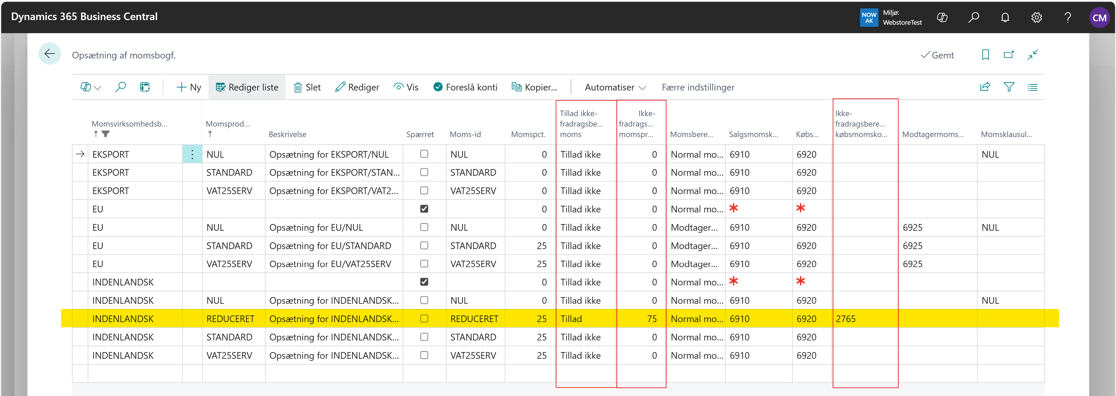 Business Central - Opsætning af momsbogføring