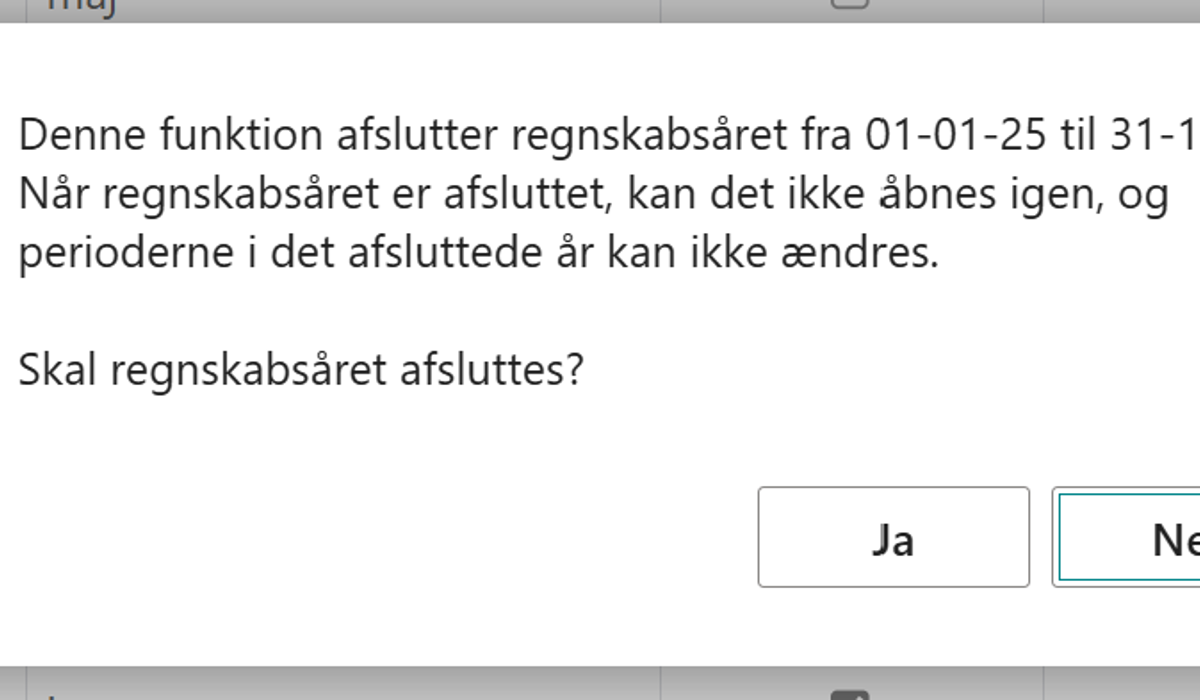 Bekræft årsafslutning