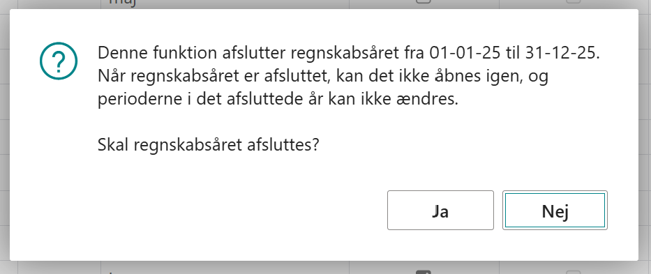 Bekræft årsafslutning